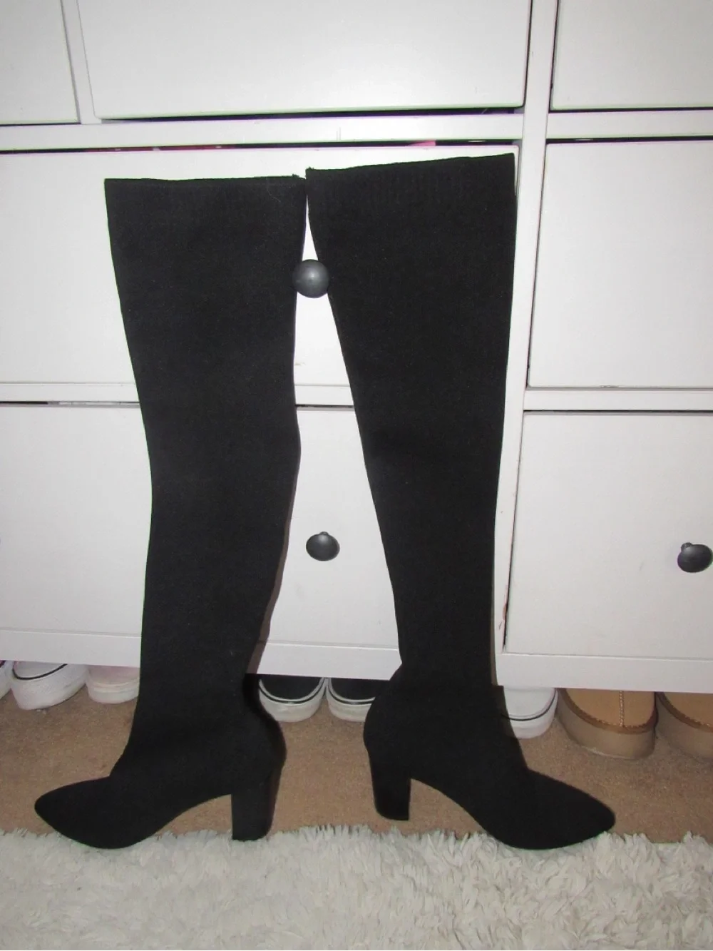 Windsor Black Over-The-Knee Block Heel Boots